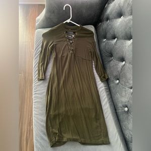 Form fitting stretchy green dress